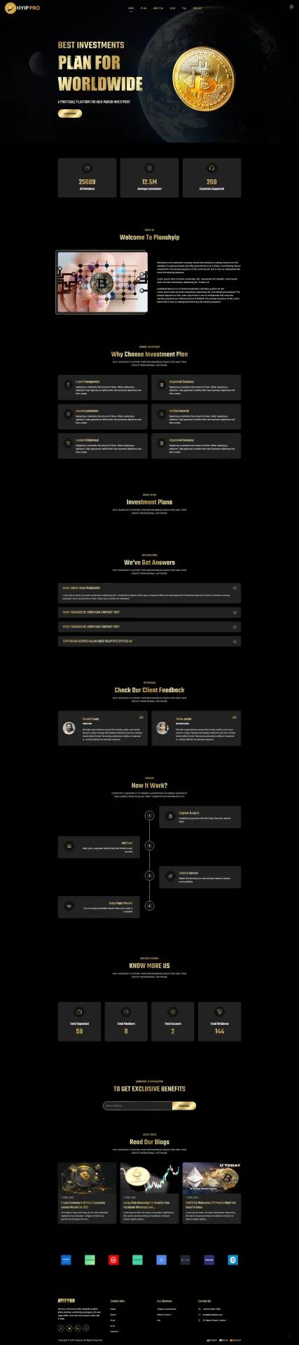 Investment & Cryptocurrency Landing Page